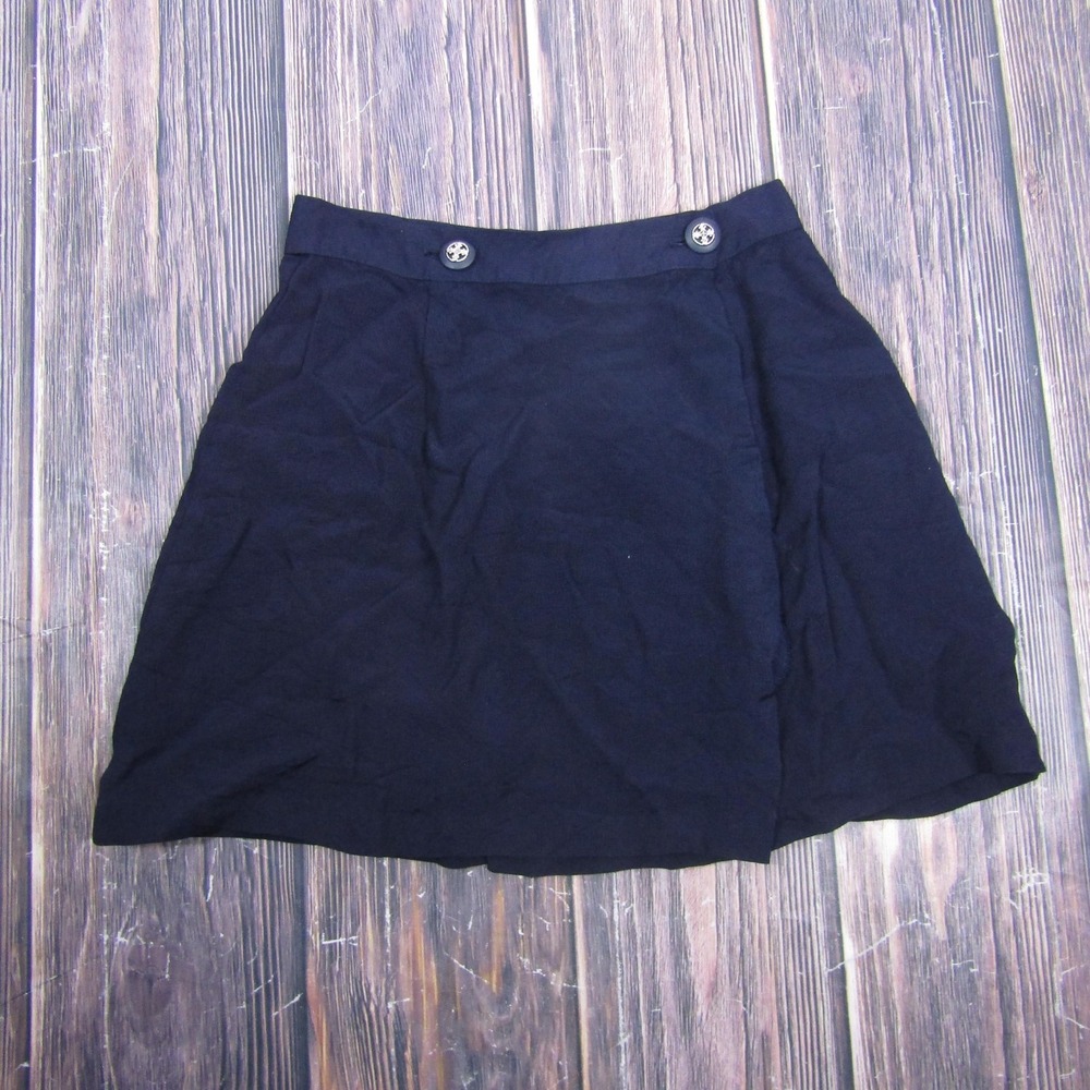 CK Editions Skirt Womens 8 Blue A-Line Knee Length Button Work Office Casual